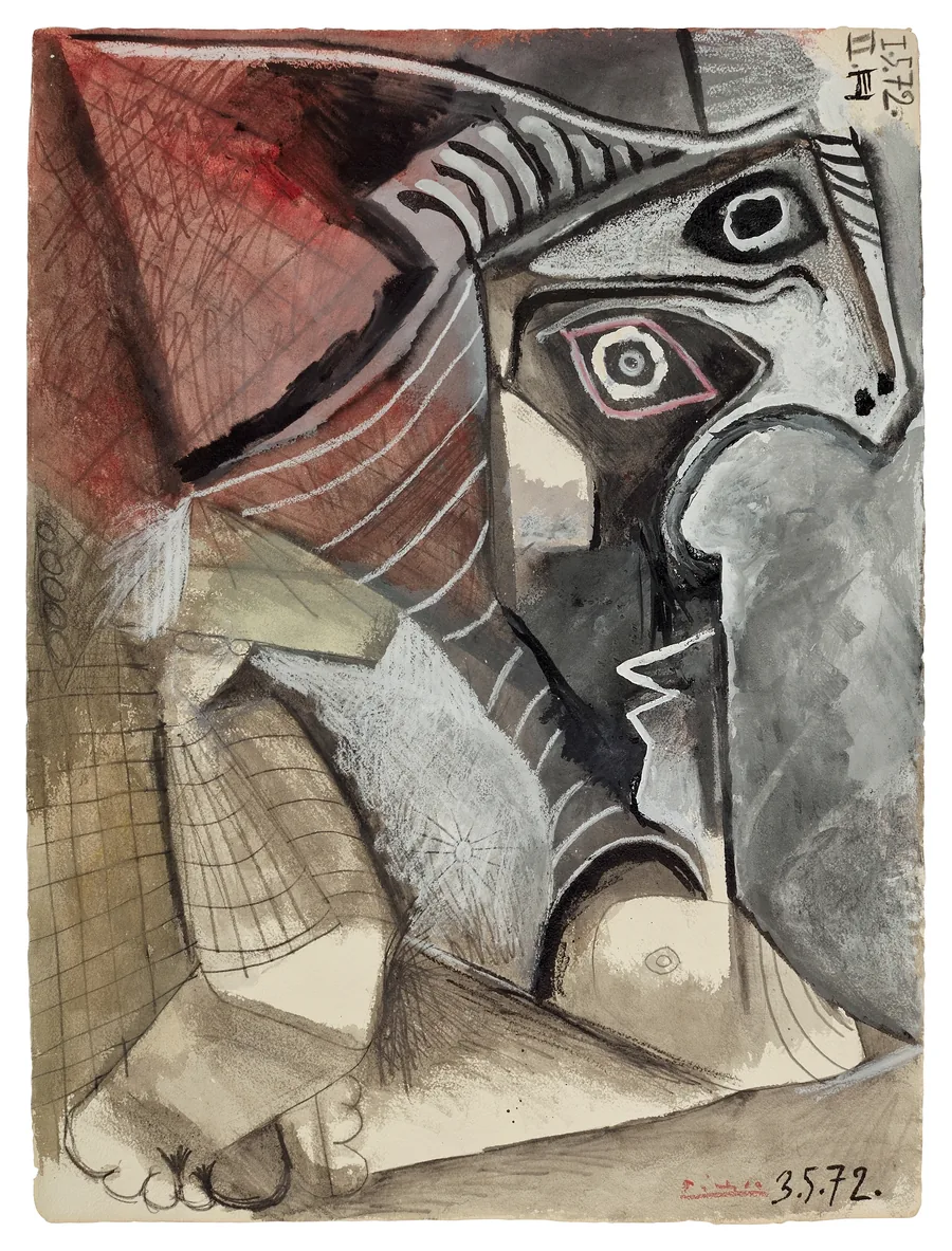 Sotheby's: Pablo Picasso, Nu, 1972, una figura desnuda de rasgos angulosos